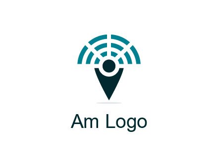 connectivity icon merged with a geotag or stick figure logo