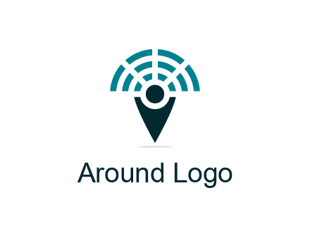 connectivity icon merged with a geotag or stick figure logo