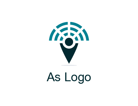connectivity icon merged with a geotag or stick figure logo