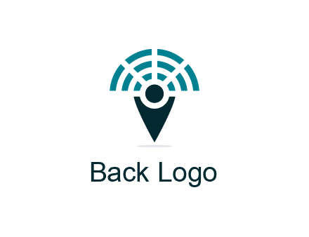 connectivity icon merged with a geotag or stick figure logo