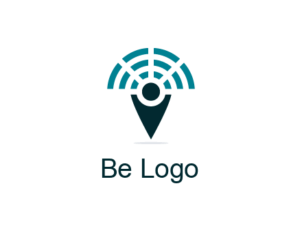 connectivity icon merged with a geotag or stick figure logo