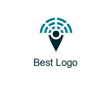 connectivity icon merged with a geotag or stick figure logo