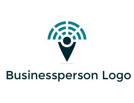 connectivity icon merged with a geotag or stick figure logo