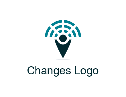 connectivity icon merged with a geotag or stick figure logo