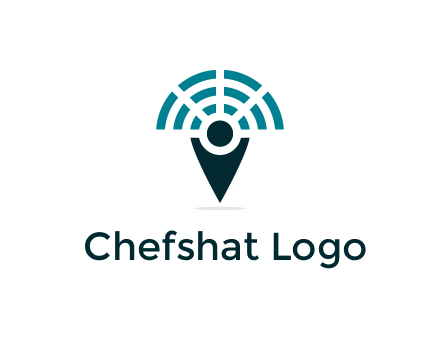 connectivity icon merged with a geotag or stick figure logo