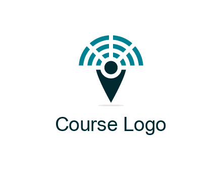 connectivity icon merged with a geotag or stick figure logo