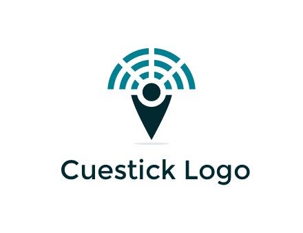 connectivity icon merged with a geotag or stick figure logo