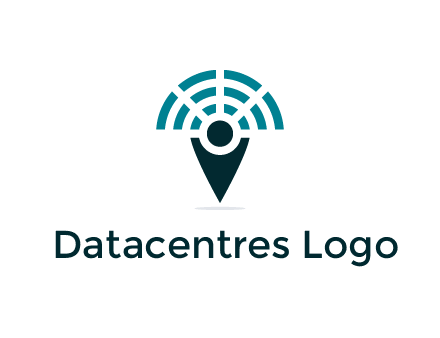 connectivity icon merged with a geotag or stick figure logo