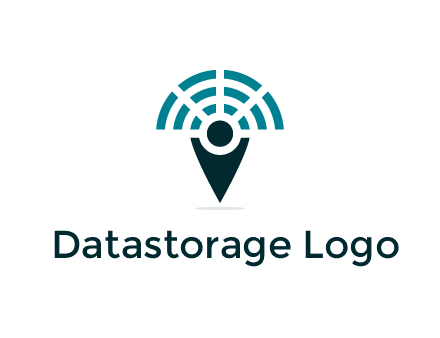 connectivity icon merged with a geotag or stick figure logo