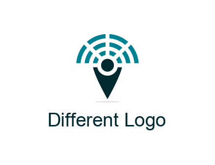 connectivity icon merged with a geotag or stick figure logo