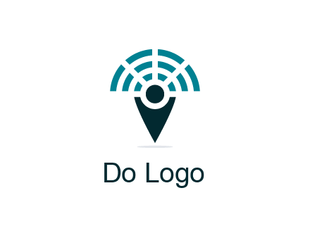 connectivity icon merged with a geotag or stick figure logo
