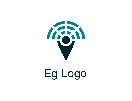 connectivity icon merged with a geotag or stick figure logo