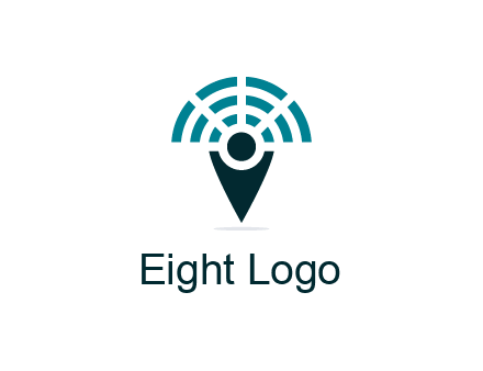 connectivity icon merged with a geotag or stick figure logo