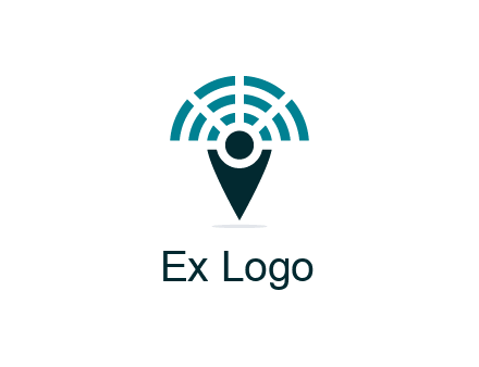 connectivity icon merged with a geotag or stick figure logo
