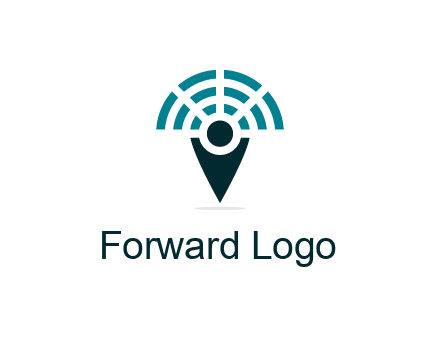 connectivity icon merged with a geotag or stick figure logo