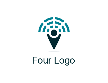 connectivity icon merged with a geotag or stick figure logo