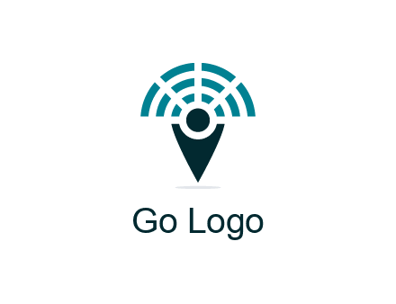 connectivity icon merged with a geotag or stick figure logo