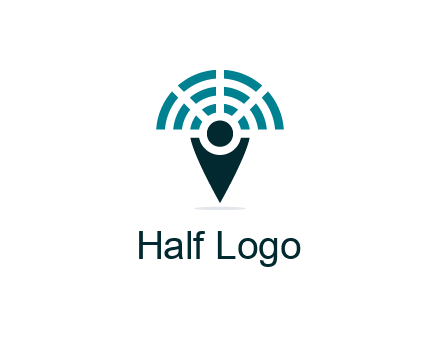 connectivity icon merged with a geotag or stick figure logo
