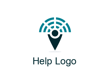 connectivity icon merged with a geotag or stick figure logo