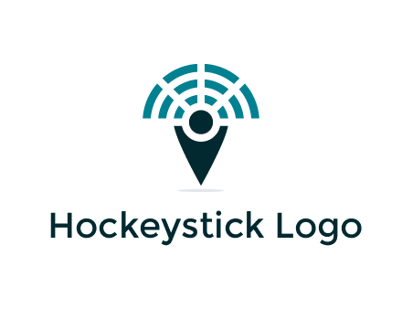 connectivity icon merged with a geotag or stick figure logo