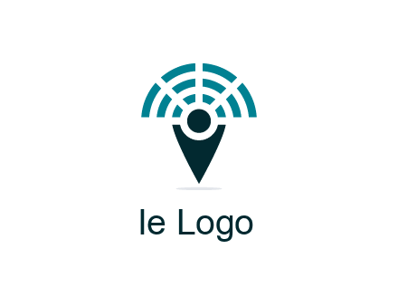 connectivity icon merged with a geotag or stick figure logo