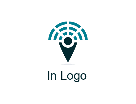 connectivity icon merged with a geotag or stick figure logo