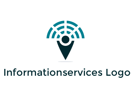 connectivity icon merged with a geotag or stick figure logo