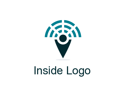connectivity icon merged with a geotag or stick figure logo
