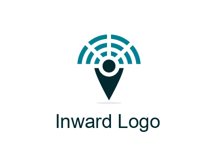 connectivity icon merged with a geotag or stick figure logo