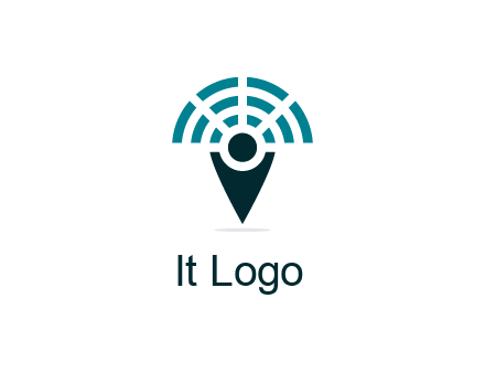 connectivity icon merged with a geotag or stick figure logo
