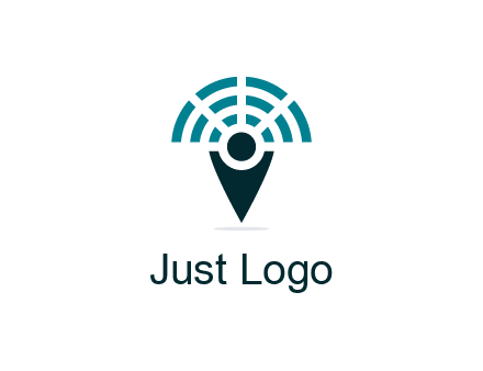 connectivity icon merged with a geotag or stick figure logo