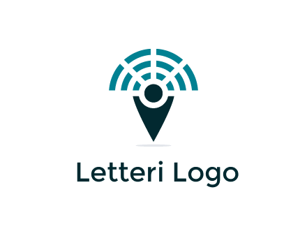 connectivity icon merged with a geotag or stick figure logo