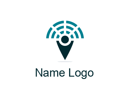 connectivity icon merged with a geotag or stick figure logo