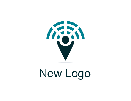 connectivity icon merged with a geotag or stick figure logo