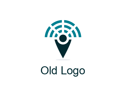 connectivity icon merged with a geotag or stick figure logo