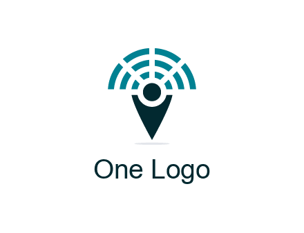 connectivity icon merged with a geotag or stick figure logo
