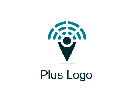 connectivity icon merged with a geotag or stick figure logo