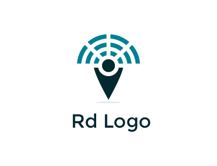 connectivity icon merged with a geotag or stick figure logo