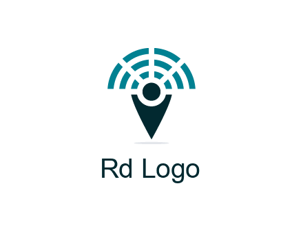 connectivity icon merged with a geotag or stick figure logo