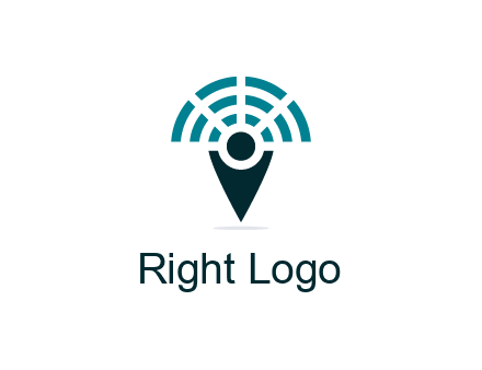 connectivity icon merged with a geotag or stick figure logo