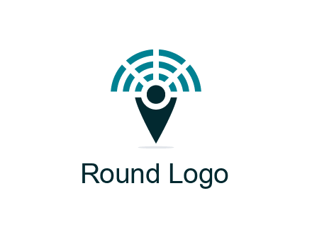 connectivity icon merged with a geotag or stick figure logo