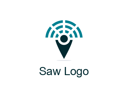 connectivity icon merged with a geotag or stick figure logo