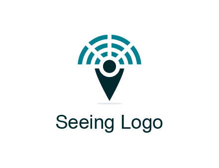 connectivity icon merged with a geotag or stick figure logo