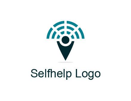 connectivity icon merged with a geotag or stick figure logo