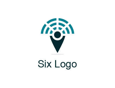 connectivity icon merged with a geotag or stick figure logo