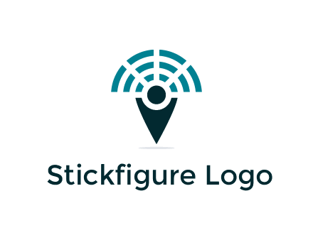 connectivity icon merged with a geotag or stick figure logo