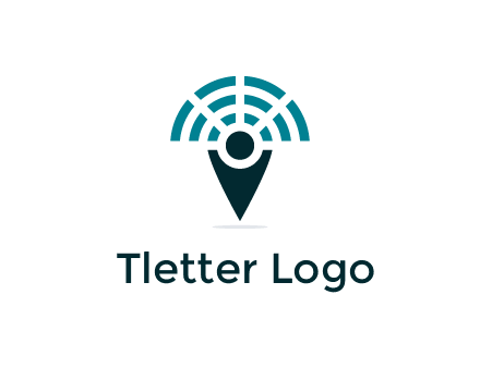 connectivity icon merged with a geotag or stick figure logo