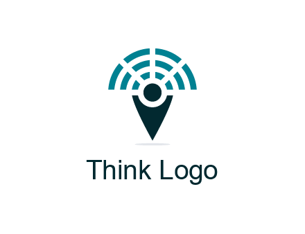 connectivity icon merged with a geotag or stick figure logo