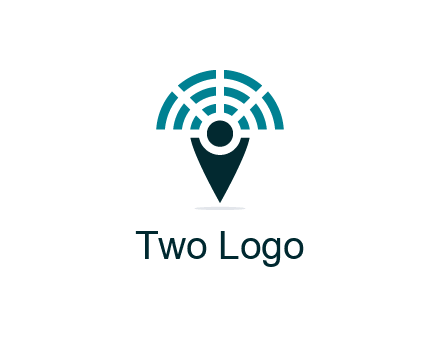 connectivity icon merged with a geotag or stick figure logo