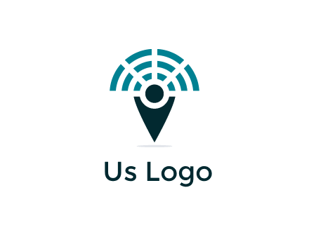 connectivity icon merged with a geotag or stick figure logo